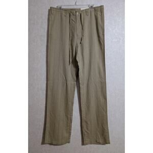 NWT JOSEPH ABBOUD Linen Blend Tan Aegean Striped Pants Drawstring Men's Size 34